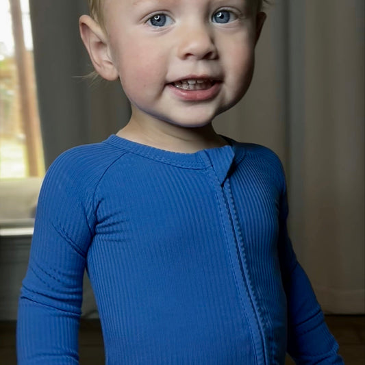 Blue Ribbed Convertible Romper