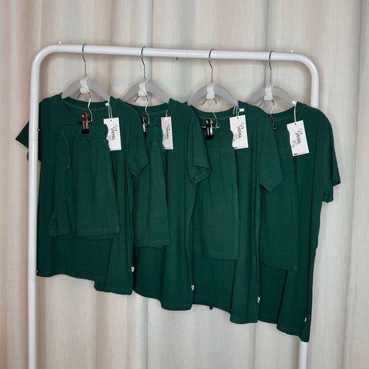 Green Ribbed Lounge Set