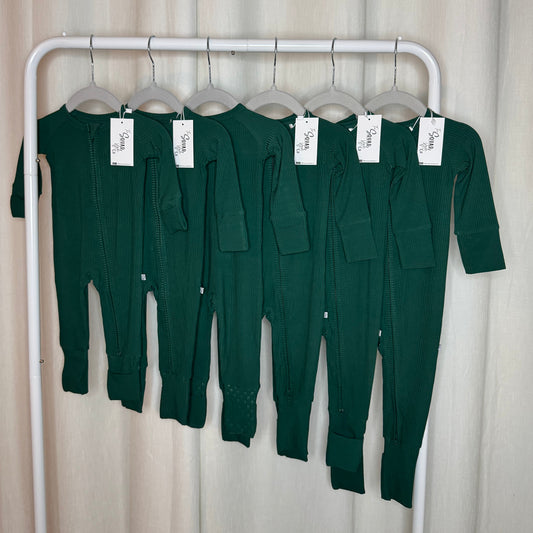 Green Ribbed Convertible Romper